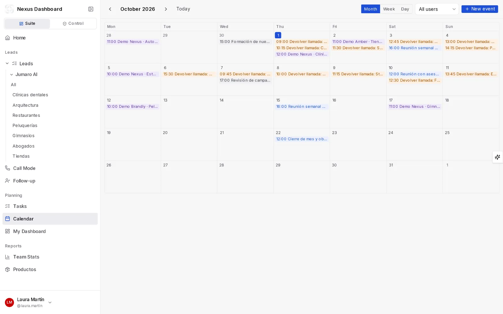 Nexus: Tareas y calendario